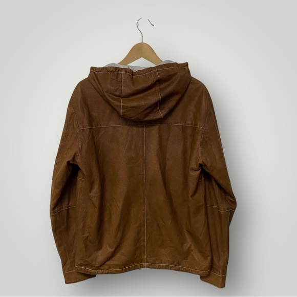Suprema Laboratorio Creativo Medium Brown Perforated Leather Hooded Jacket Sz M - Picture 8 of 14